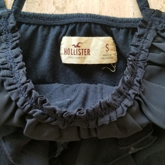 Hollister Front Ruffled Blue Tank Top Size Small - Picture 3 of 3